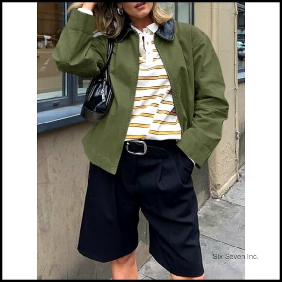 Oversized Barn Jacket Lightweight Cotton Canvas Zip Up Casual Vintage Utility - Picture 3 of 7